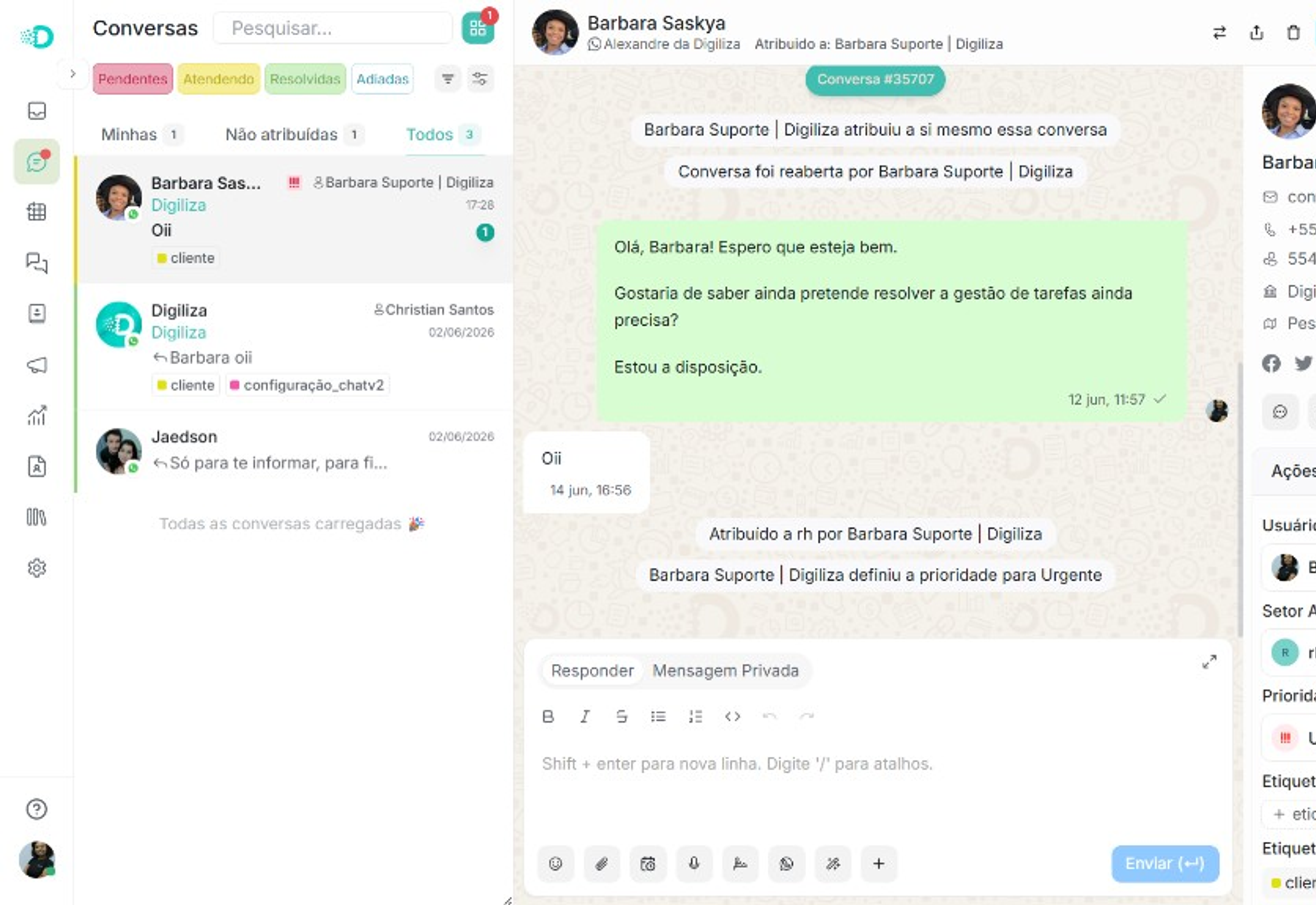 Central de conversas unificada